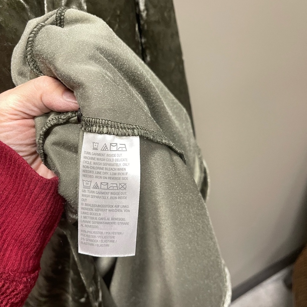 Belle by Kim Gravel Sage velour Button Down Shirt - Picture 4 of 5
